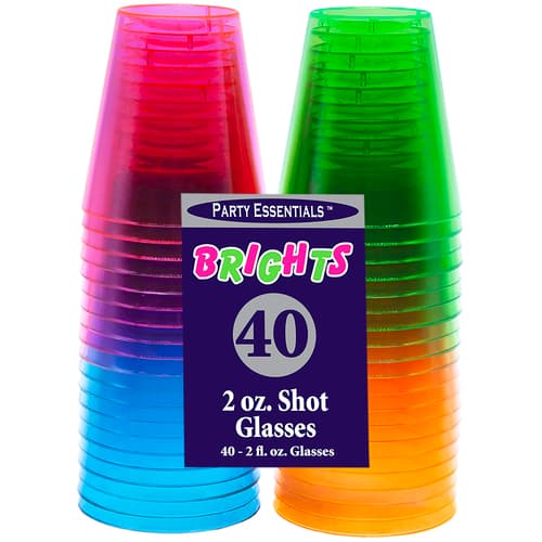 Party Essentials Neon Shot Glass • 2 Ounce 40 Ct