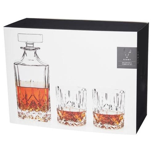Viski Admiral Crystal Decanter and Rocks Glass Set