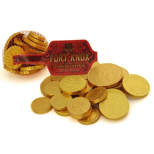 Gold Foiled Milk Chocolate Coins In Mesh Bag